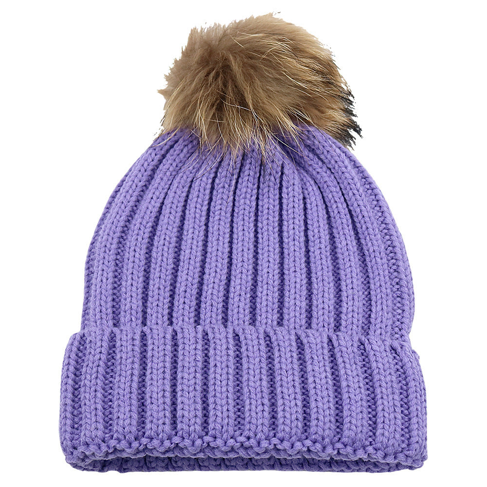Fur Ball Knitted Hat Warm And Thick Woolen Cap Limorista