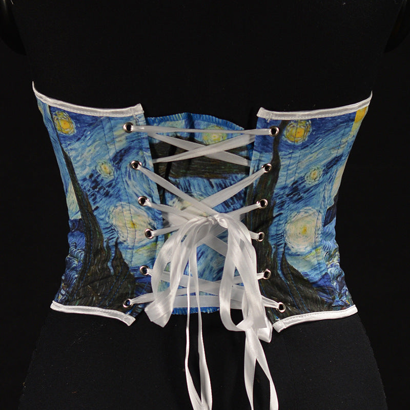 Limorista - 21cm Short Oil Painting Style Monet Starry Night Belt