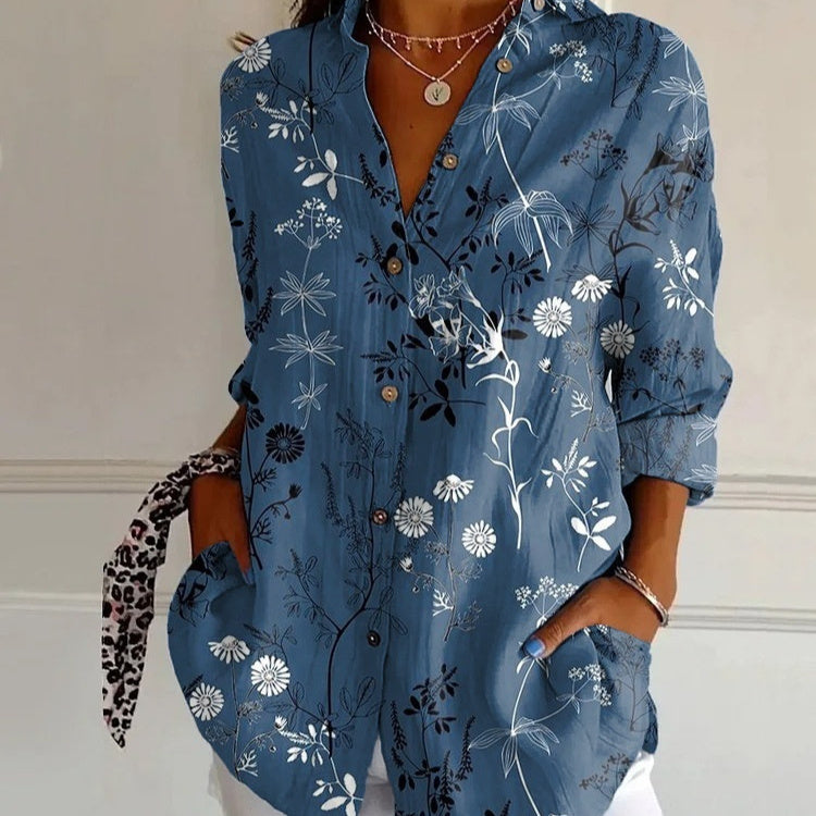 Striped Long-sleeved Shirt Women&