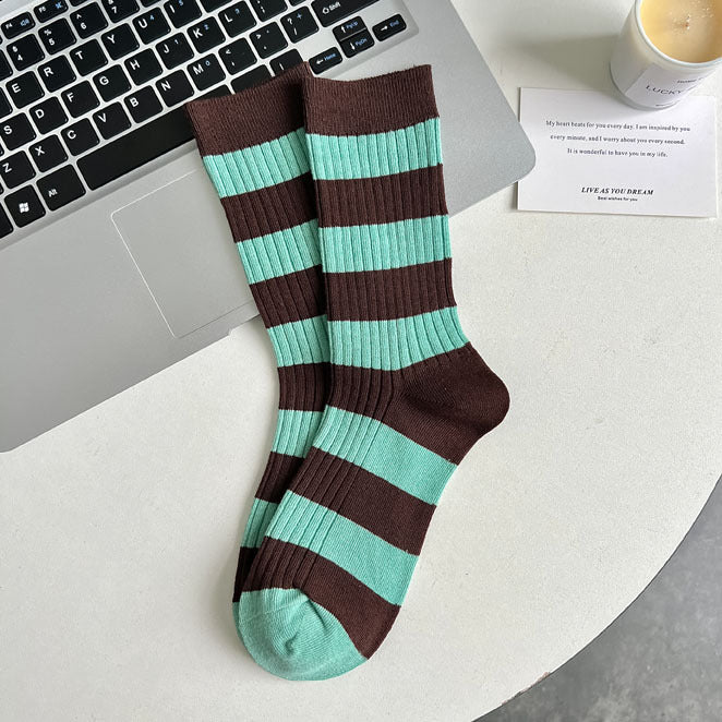 Dopamine Retro Mid-calf Length Double Needle Sweet Cool Street Ladies Loose Socks Limorista