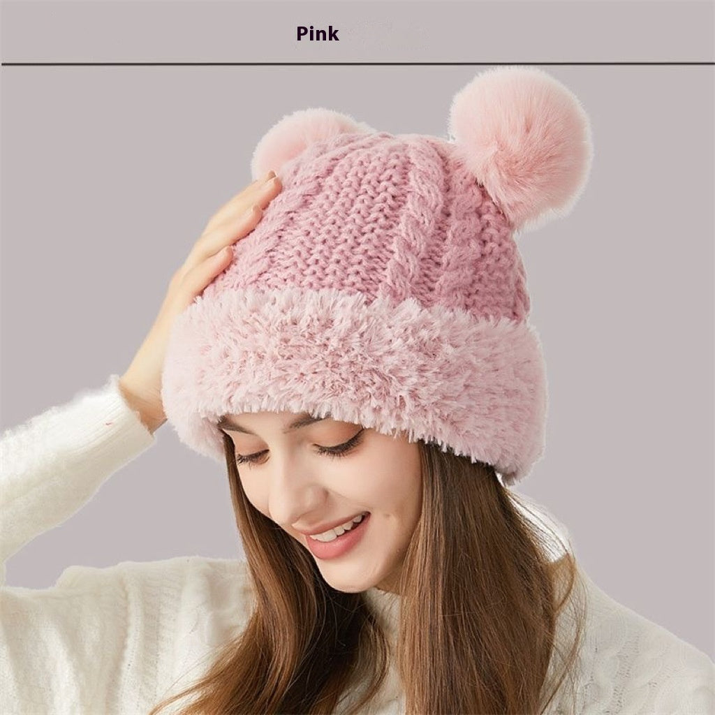 Winter Cute Fur Ball Knitted Hat Children Outdoor Limorista