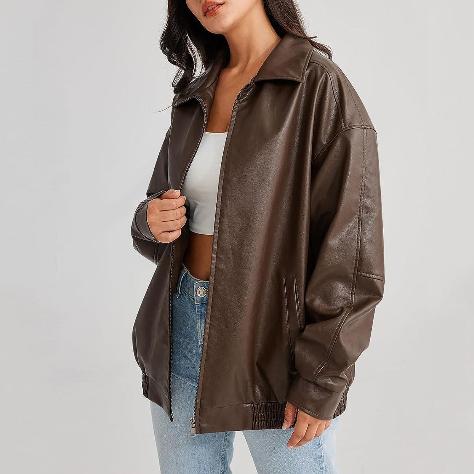 Leather Coat Women&