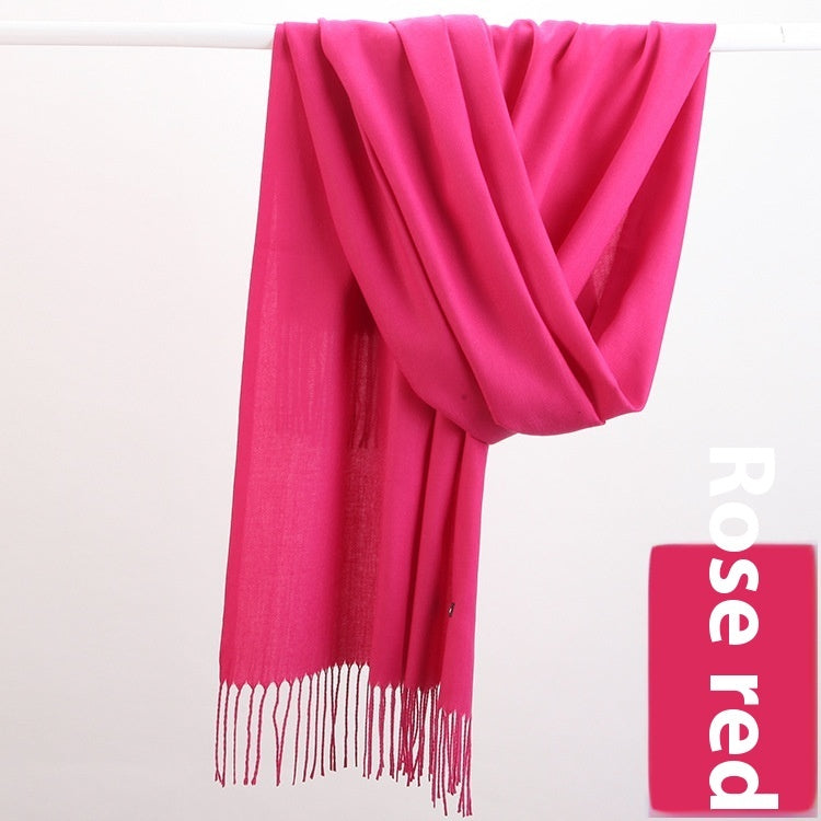 Pure Color Warm Keeping Scarf All-match Cashmere Shawl Limorista