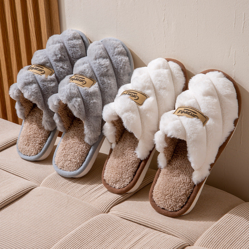 New Simple Thick Bottom Interior Home Non-slip Plush Warm Cotton Slippers Limorista