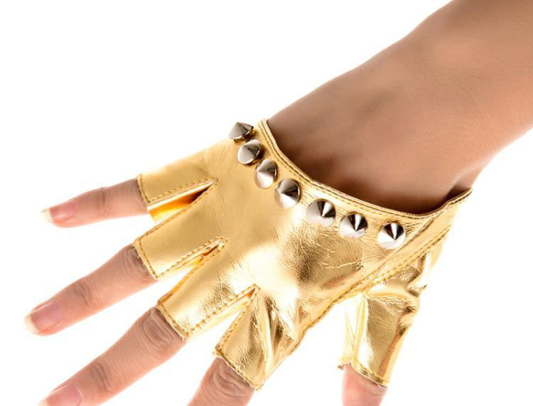 Punk Street Dance Studded Half Finger And Half Palm Performance Limorista