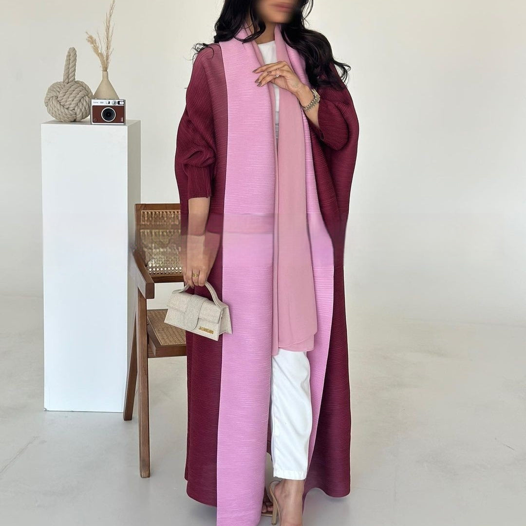 Pleated Trench Djellaba Hot-selling Printed Shawl Cardigan Ethnic Style Cloak Coat Limorista