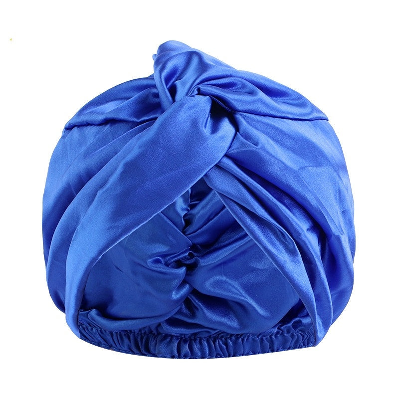 Europe And The United States Popular Imitation Silk Double Layer Nightcap Cross Twist Cap Limorista