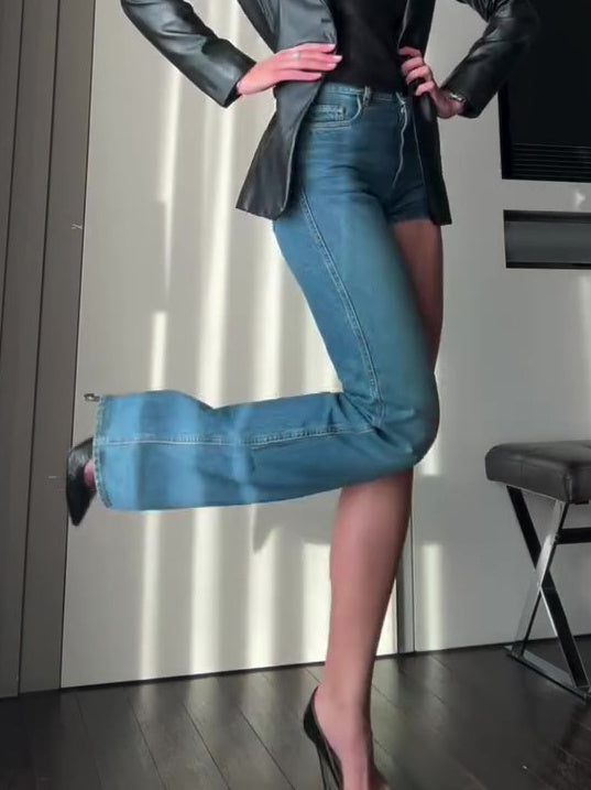 Fashion Single-shoulder Shorts Irregular Jeans Limorista