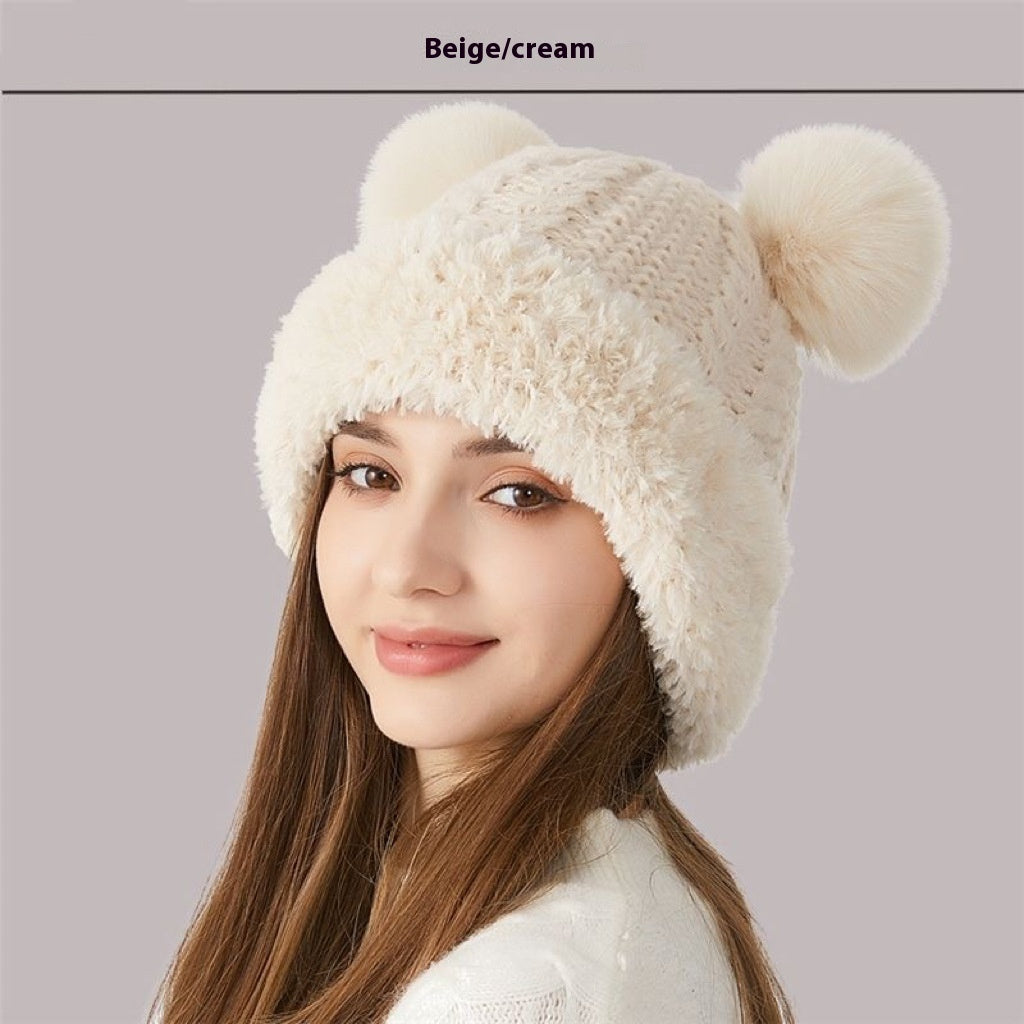 Winter Cute Fur Ball Knitted Hat Children Outdoor Limorista