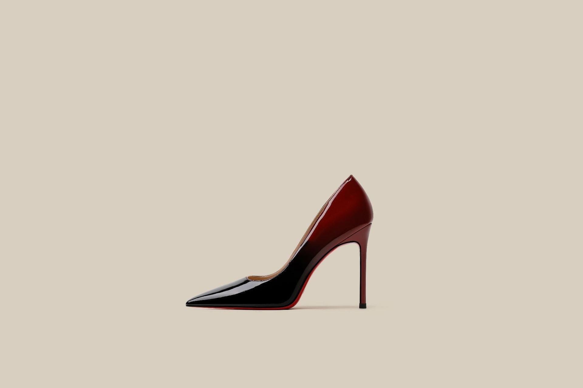 Patent Leather Black Red Gradient Color High Heels Niche Design Limorista