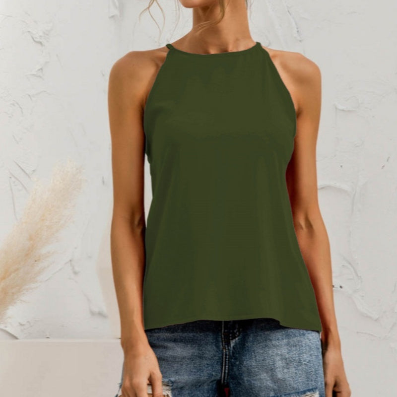 Spring And Summer Sleeveless Halter Pure Color All-matching Vest Limorista