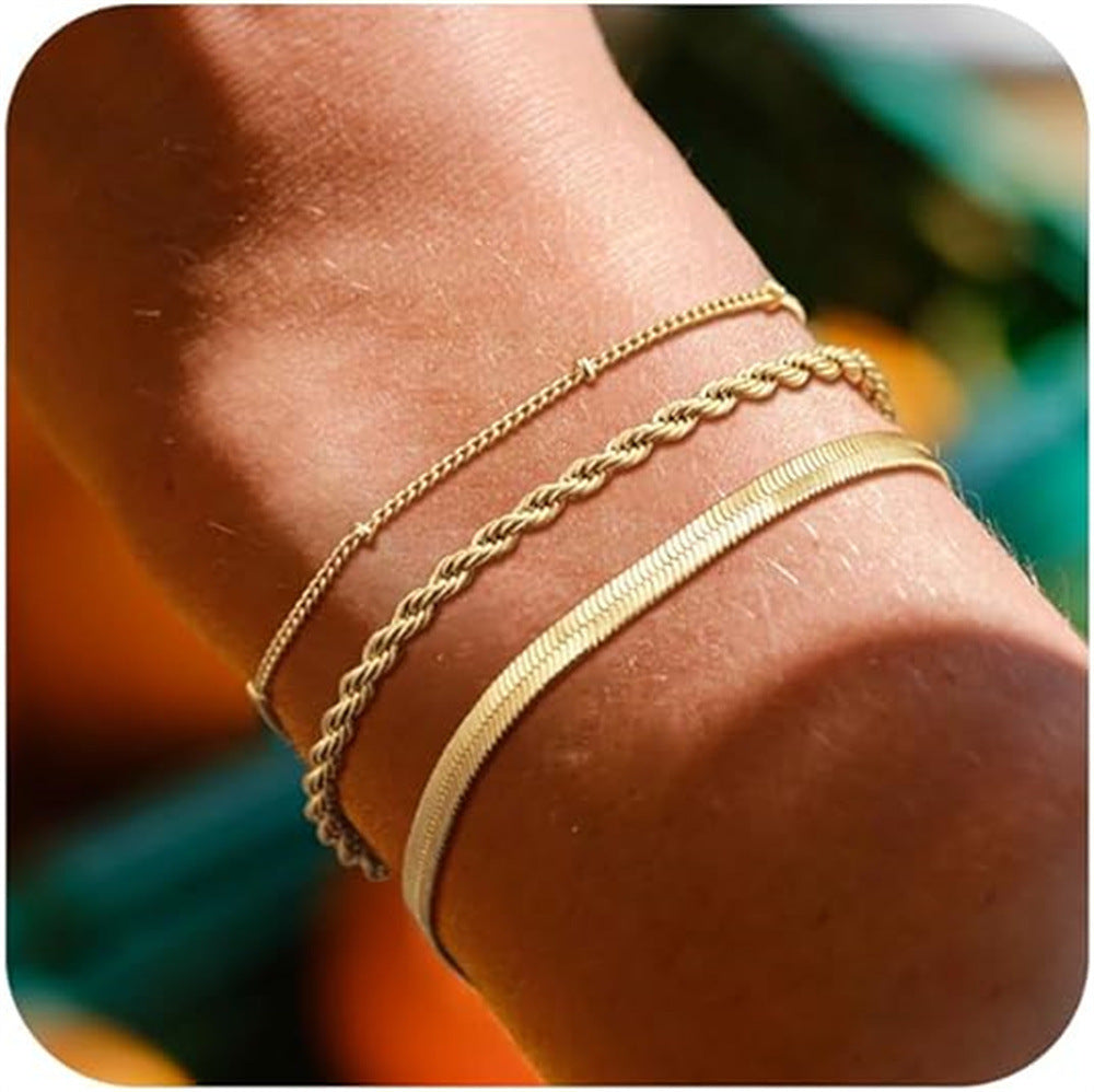 Exquisite Twist Bracelet Stainless Steel Layered Wear Snake Bones Chain Limorista
