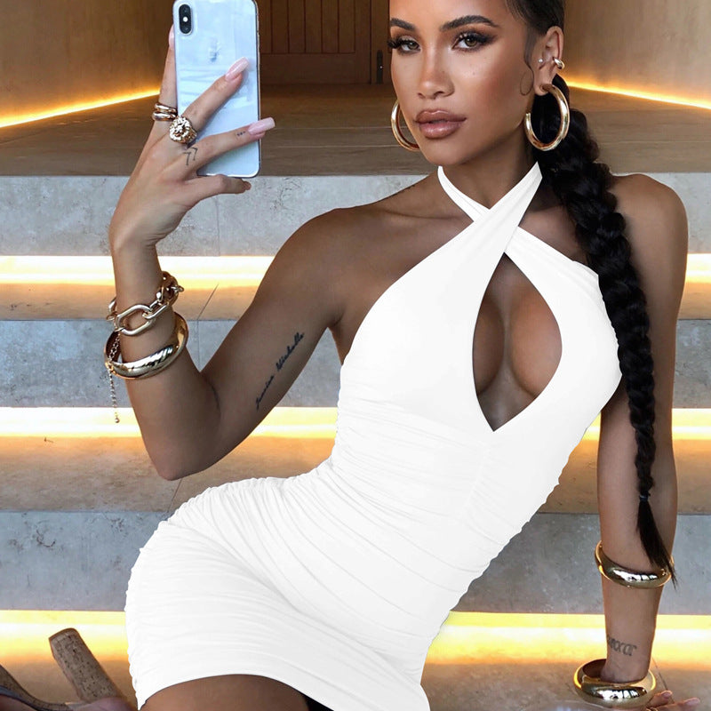 European And American Sexy Sleeveless Pleated Nightclub Mini Dress Limorista