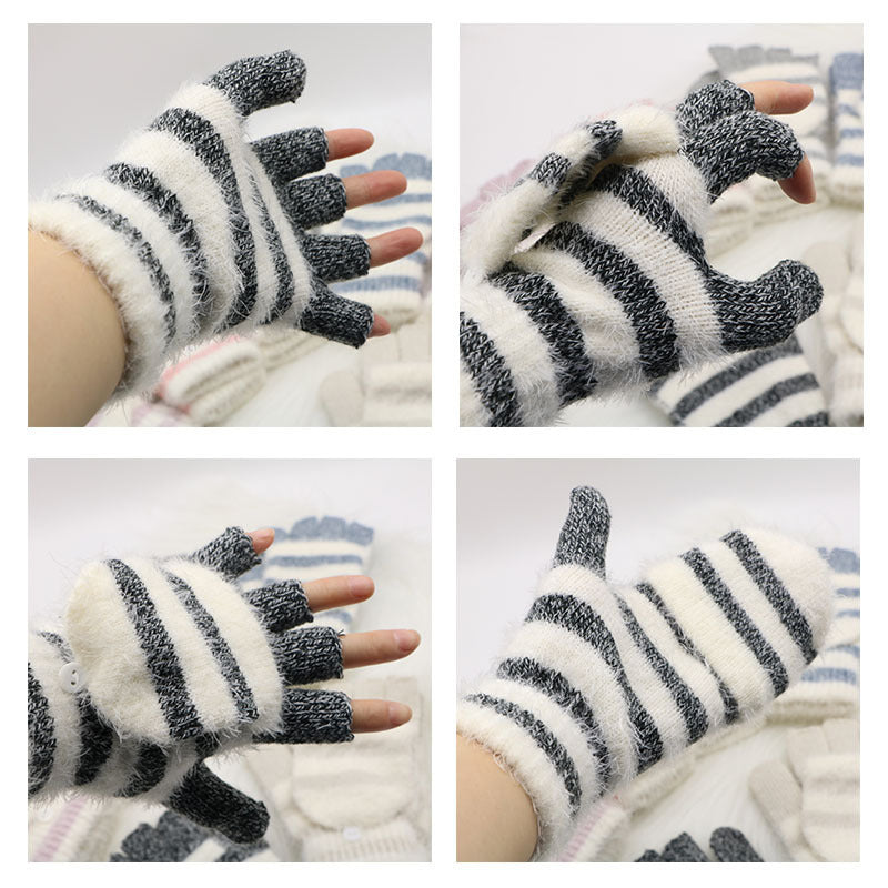 Flip Half Finger Knitting Wool Gloves Limorista