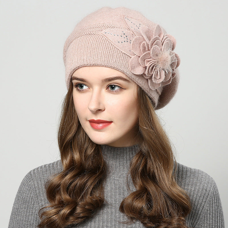 Autumn Winter All-match Rabbit Fur Knitted Woolen Cap Women Limorista