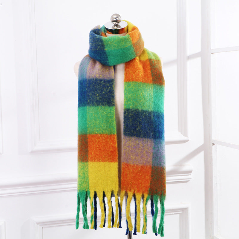 Plaid Mohair Scarf Colored Ladies Limorista