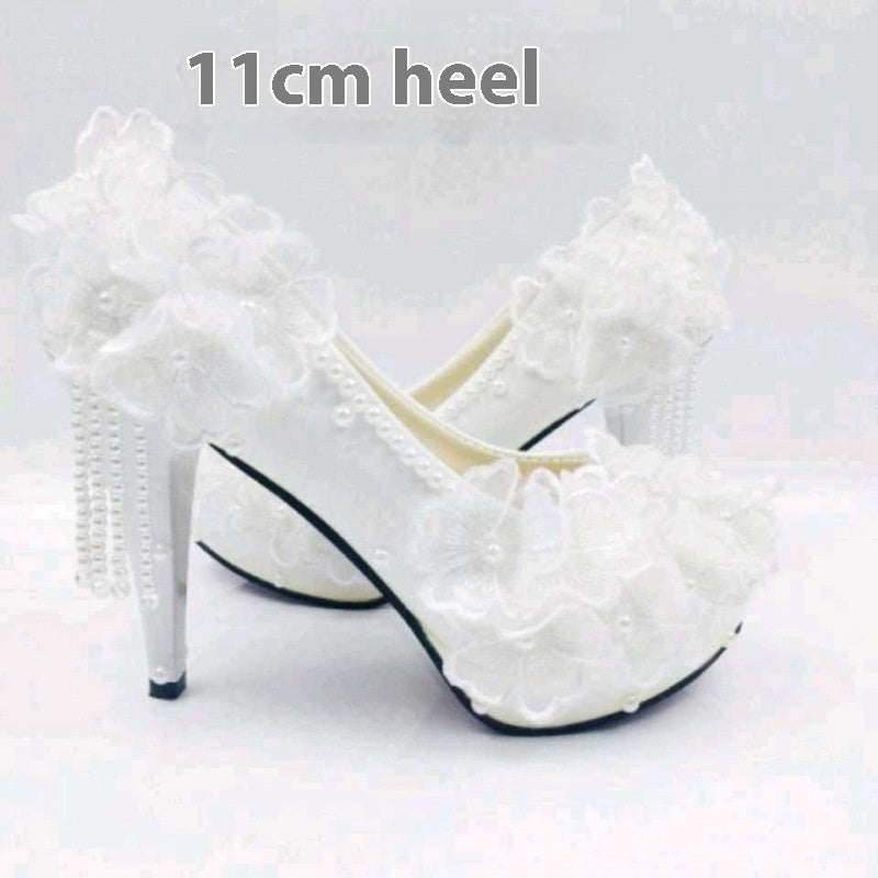 Male Lace High-heeled Shoes Korean Style, Flower Rhinestone Tassel Bride Limorista