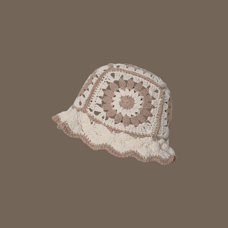 Handmade Design Double Color Hollow Basin Hat Women&