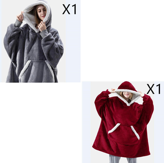 Men And Women Can Wear Zipper Flannel Lazy Blanket Limorista