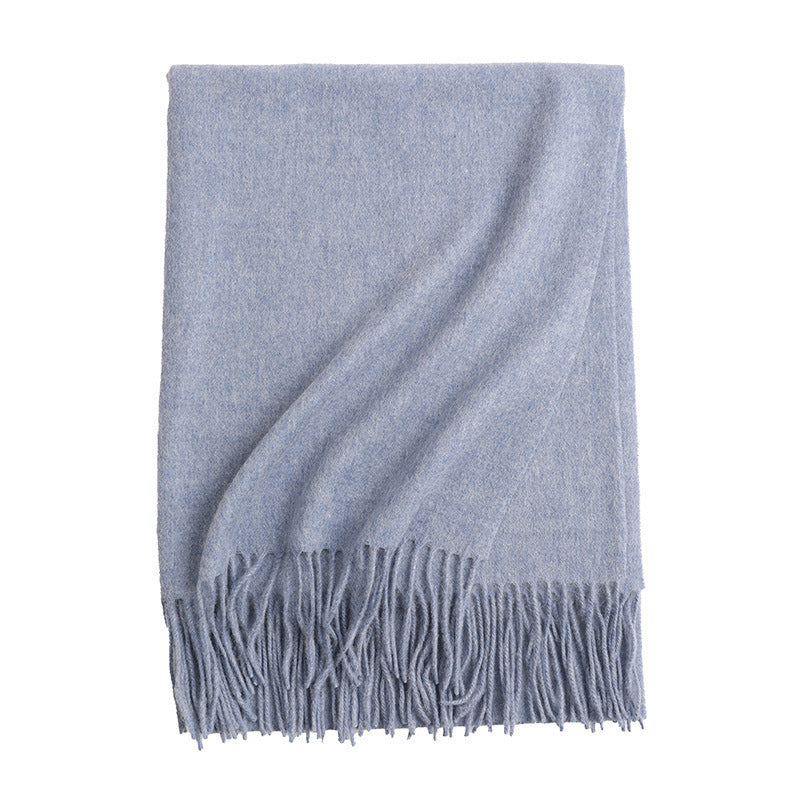 New Solid Color Wool Long Beard Warm Tassel Scarf Thick Limorista