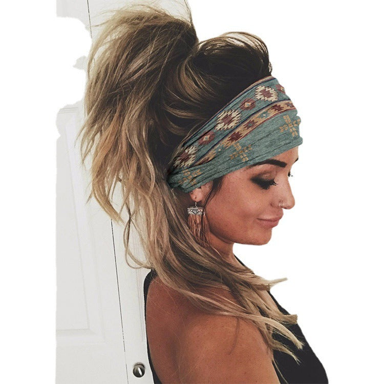 Printing Elastic Hair Band Colorful Geometric Wide-brimmed Sports Headband Limorista
