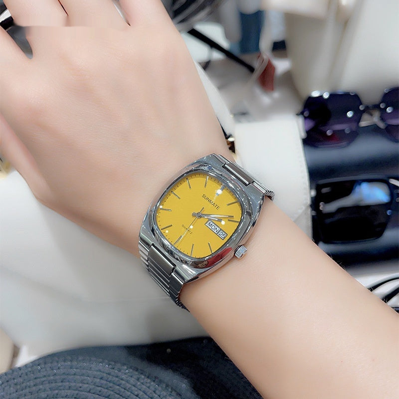 Fashion Simple Square White Shell Steel Belt Quartz Watch Limorista