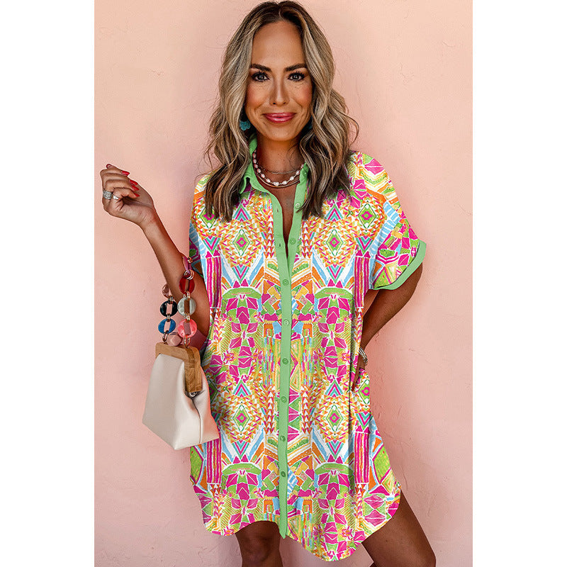 Fashion Geometry Pattern Printed Dress Women Limorista