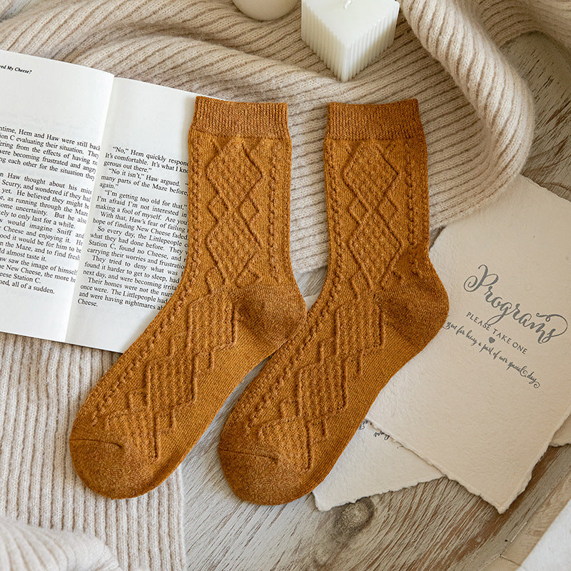 Solid Color Fashion Warm Classic Pattern Wool Socks Limorista