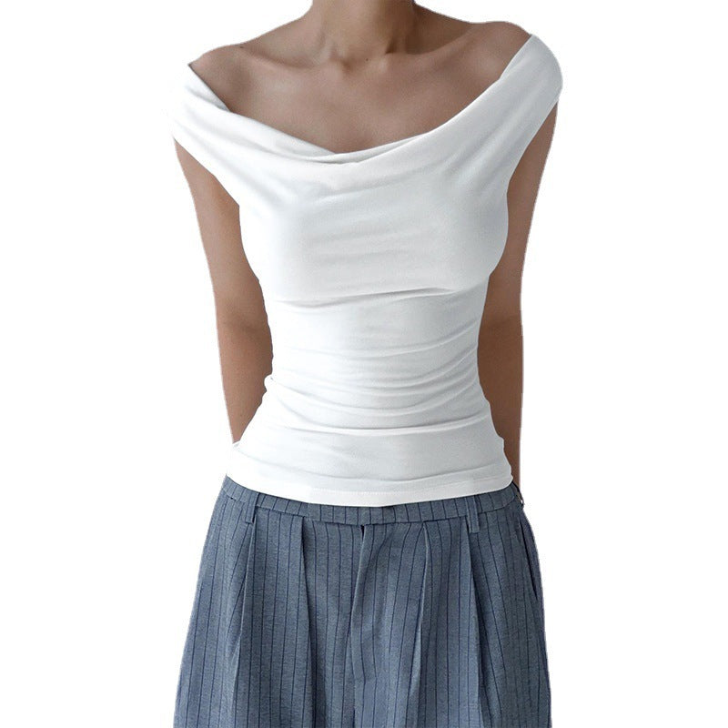 European And American Solid Color Swing Collar Sleeveless Backless Lace-up Sexy Vest Top T-shirt Limorista