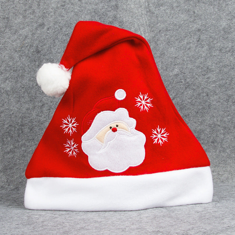 Cartoon Christmas Hat With Elk Santa Claus Embroidery Design Holiday Party Decoration Fuzzy Hat Limorista