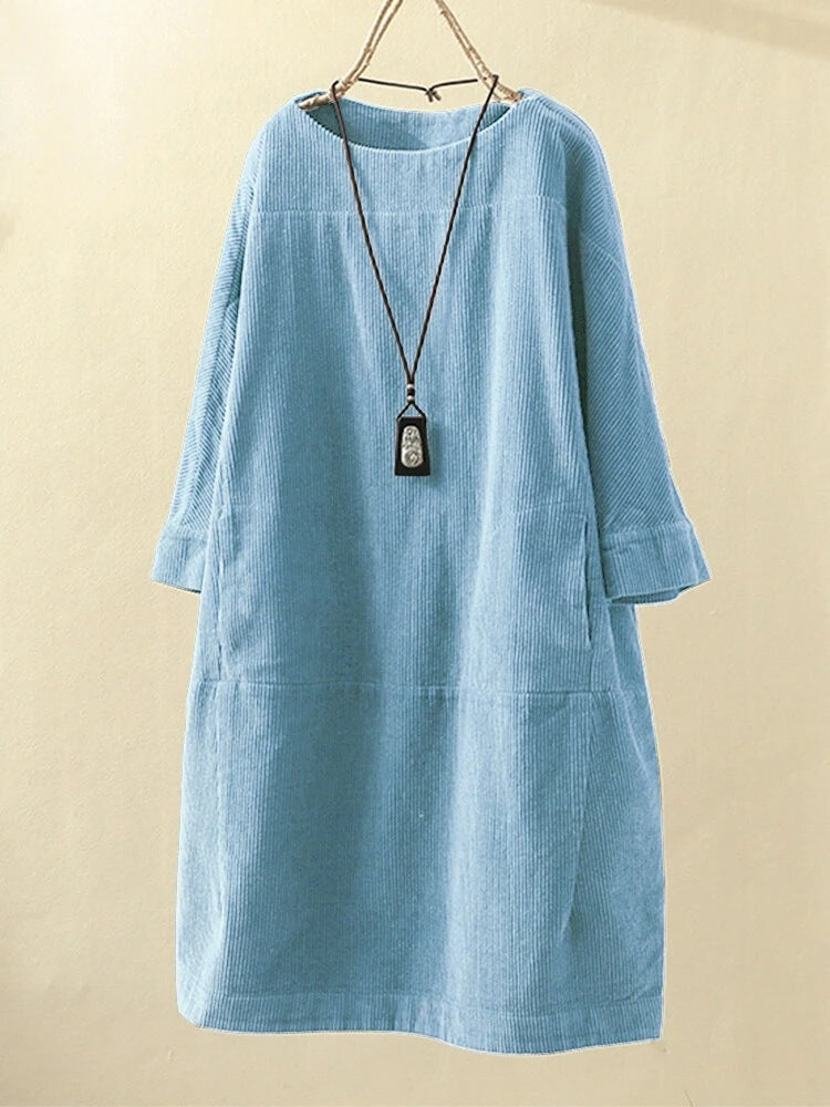 New solid color dress Korean loose three-quarter sleeves Limorista