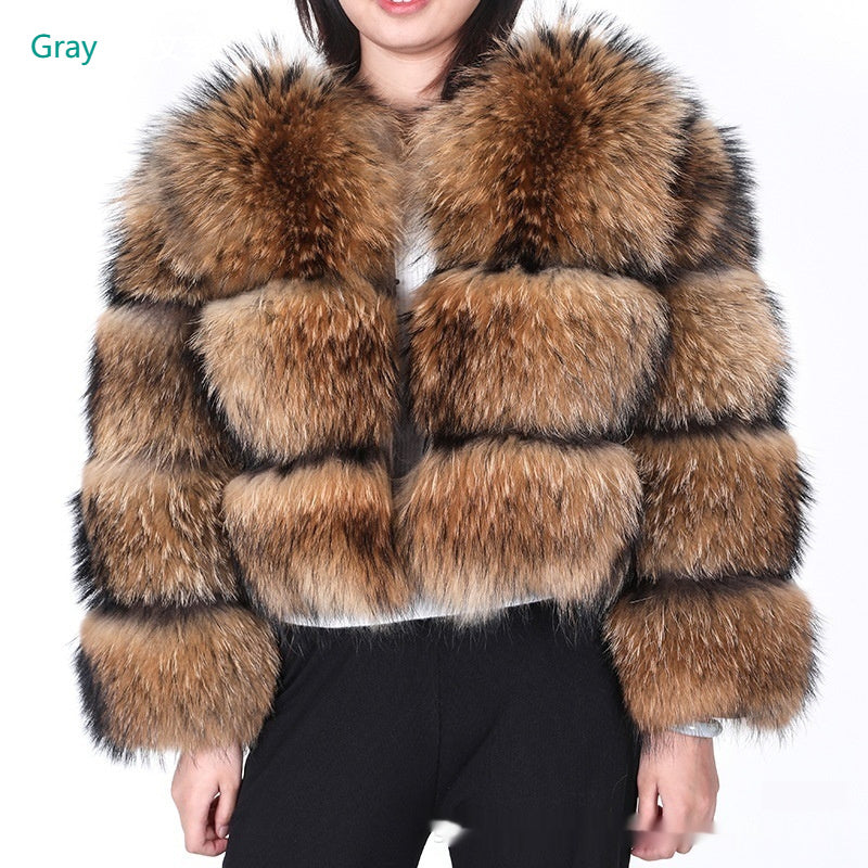 Warm Short Raccoon Fur Women&