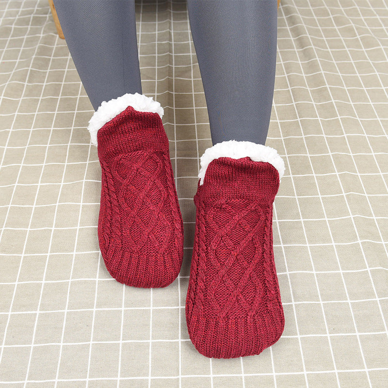 In Winter Add Fleece And Thicken Warm Slippers And Socks Limorista