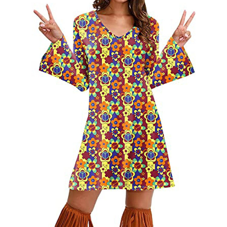 Hippie Clothing Print Dress Women Limorista