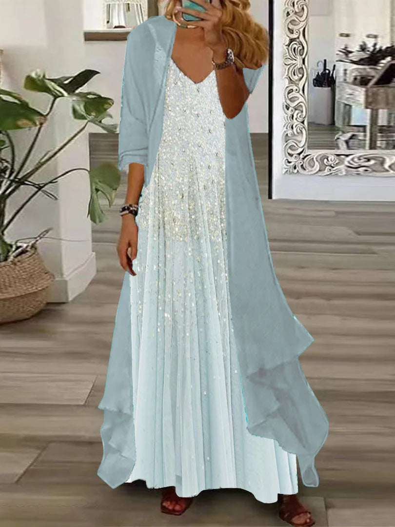 European And American Vacation Spaghetti Straps Long Skirt Indian Style Large Swing Skirt Two-piece Set Limorista