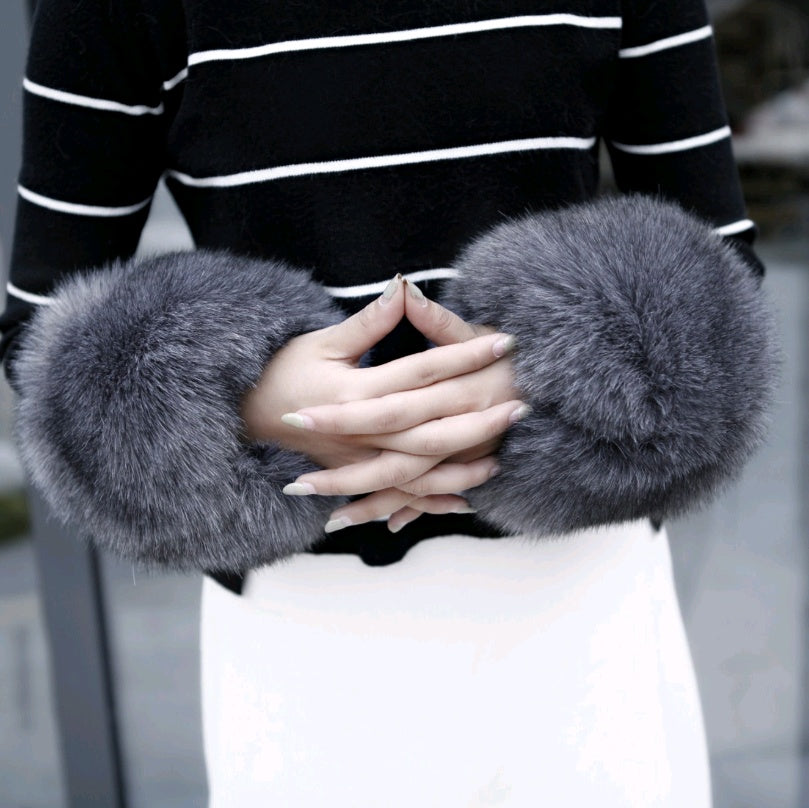 Warm sleeves fur fur cuff gloves windproof cuffs bracelets imitation rabbit fur imitation fox fur wristbands hand ring Limorista