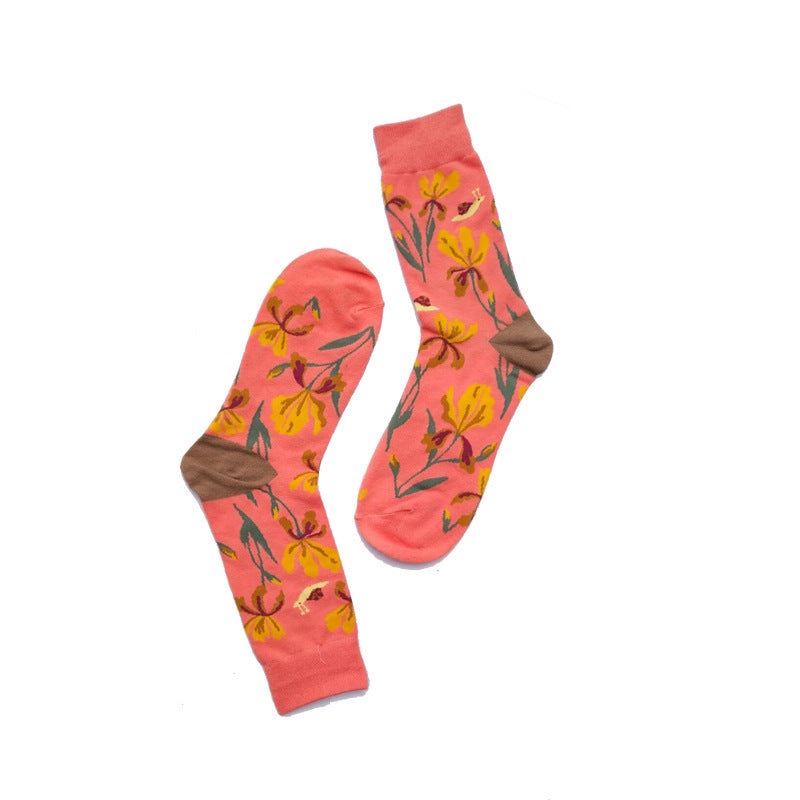New Big Flower Plant Series Socks Cotton Couple Socks Limorista