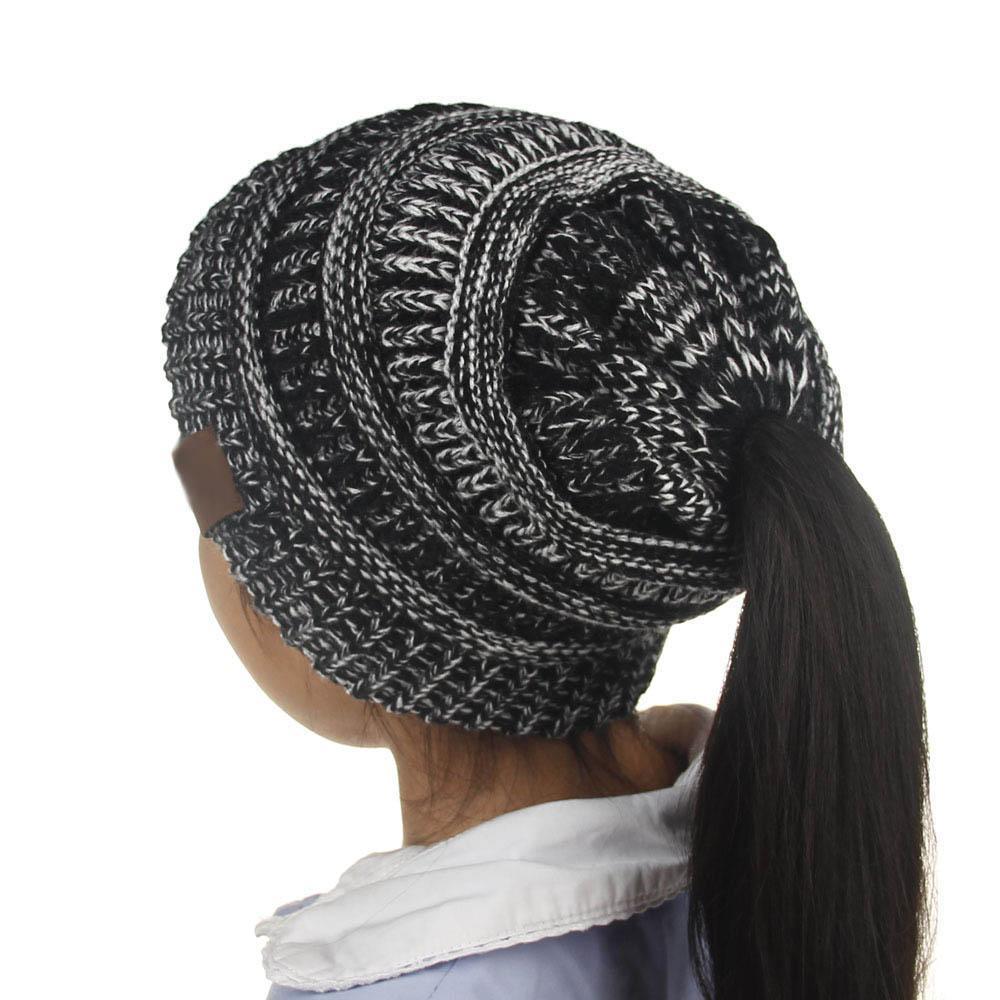 Knitted Ponytail Hat, Women&
