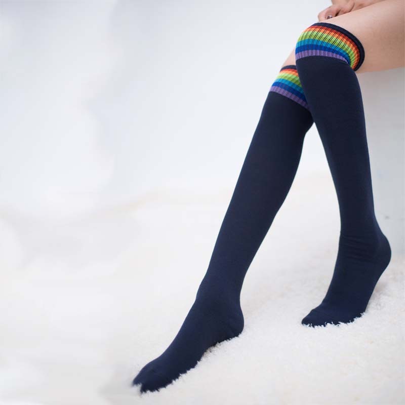 Rainbow long socks fall and winter knee socks Limorista