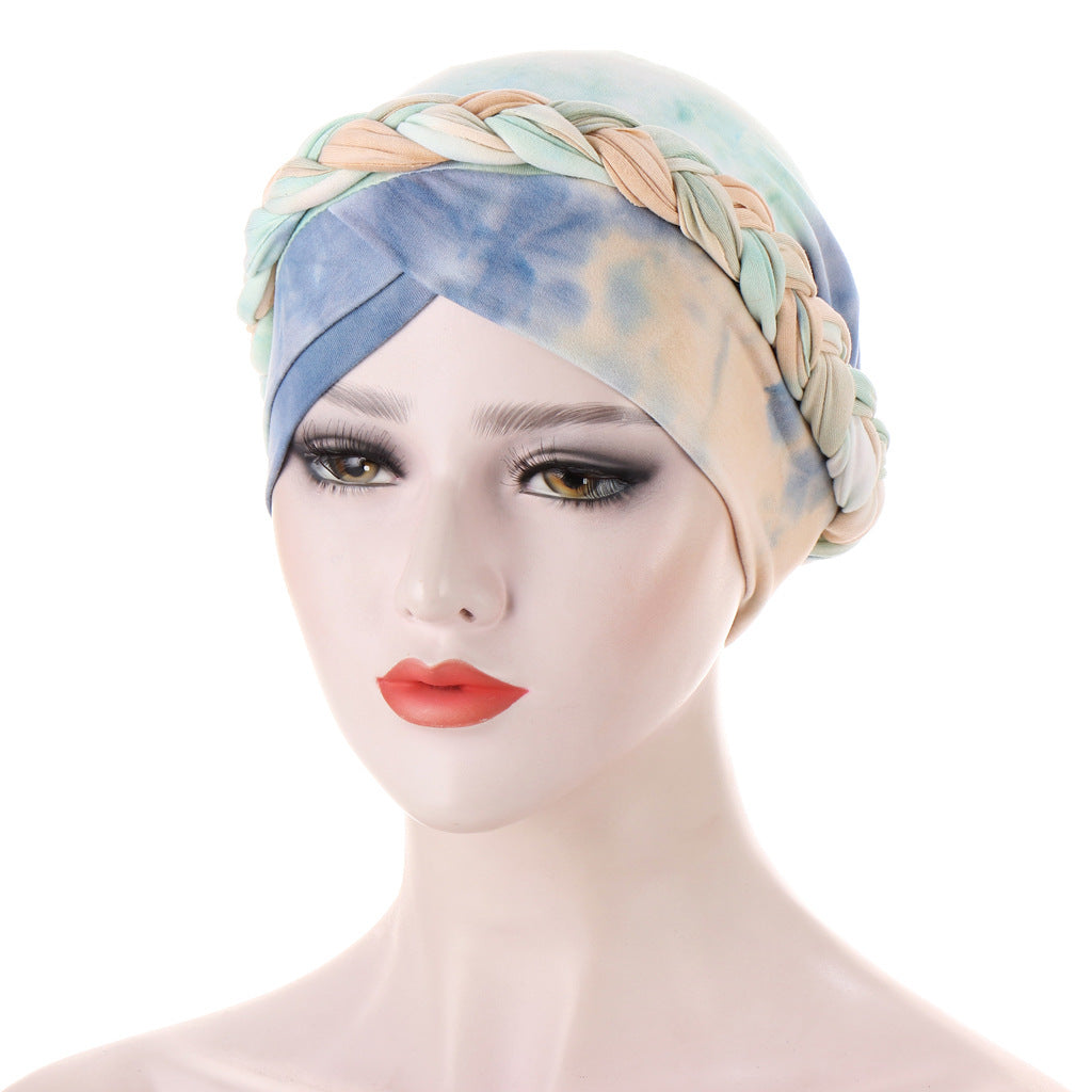 Tie-Dye Brushed Milk Silk Braided Hat Limorista