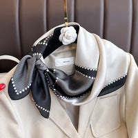Artificial Silk Striped High-grade Korean Style Stylish Beach Arm Bag Silk Scarf Limorista