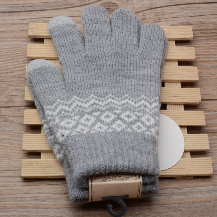 Knit Gloves Ladies Jacquard Touch Screen Warm Fashion Winter Gloves Limorista