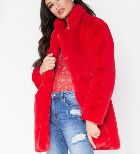 Faux Fur Coat Women Long Sleeve Warm Thick Wave Jackets Plus Size Coat Winter Black Yellow Rose Red Fur Coats Autumn Limorista