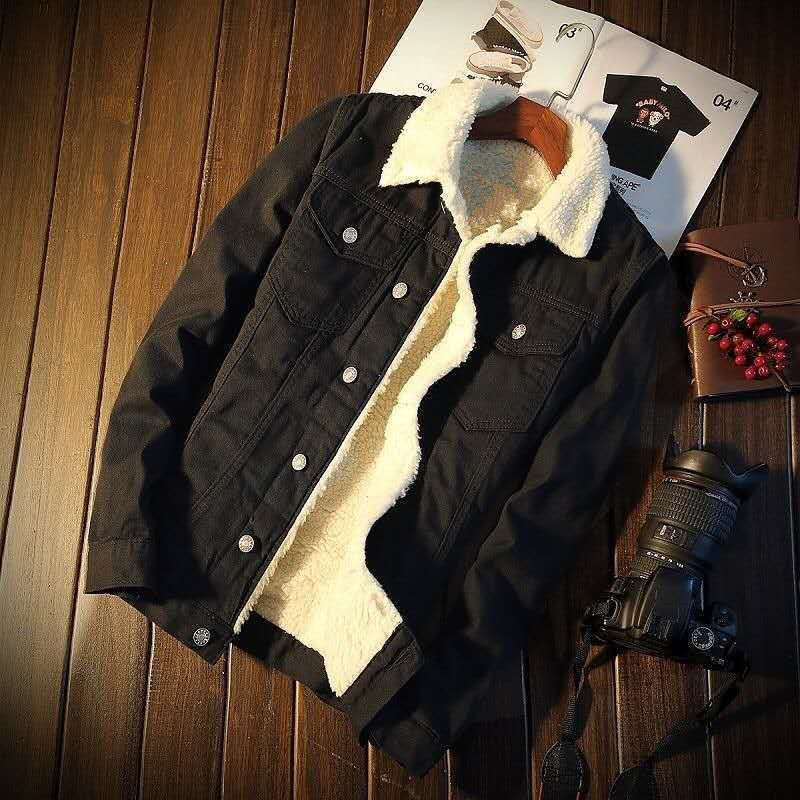 Winter Fleece-lined Denim Coat For Men Thickened Limorista