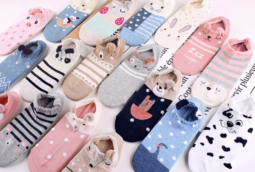 Cute Animals Cotton Short Socks Creative Cartoon Pure Socks Casual Funny Socks Spring Summer Fox Socks Limorista