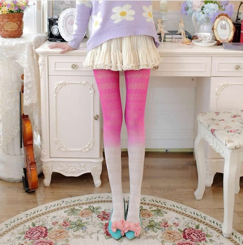 Gradient color hollow stockings anti-hook silk jacquard pantyhose lace stockings Limorista