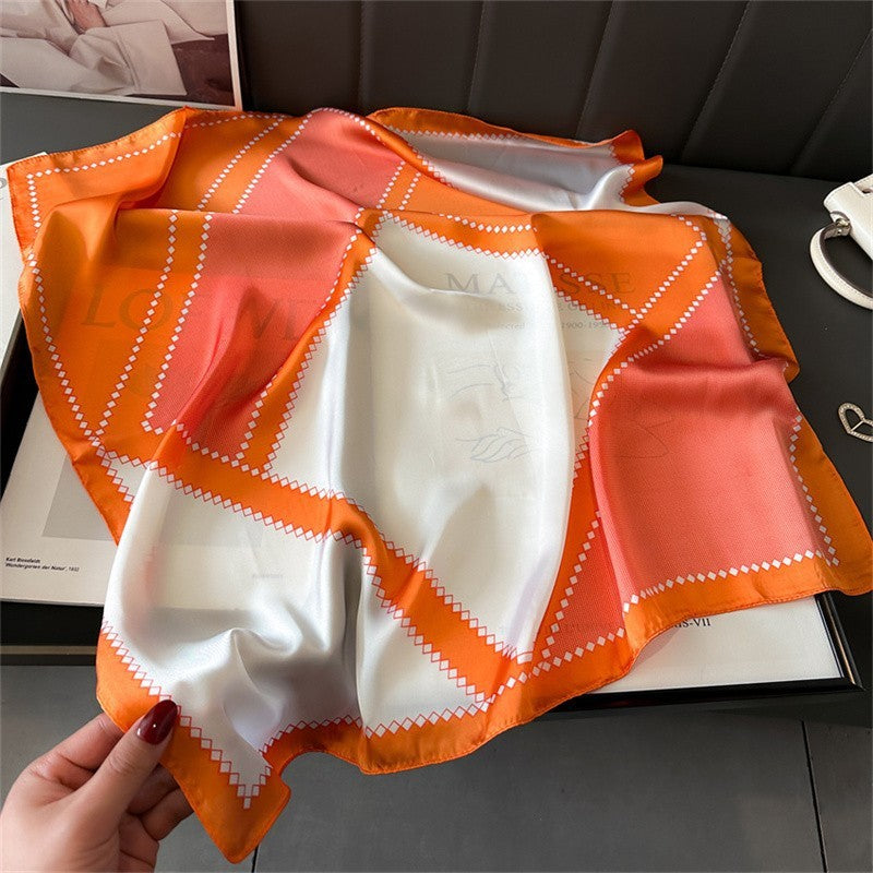 Artificial Silk Striped High-grade Korean Style Stylish Beach Arm Bag Silk Scarf Limorista