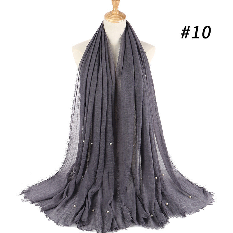 Cotton and linen crumpled monochrome scarf Limorista