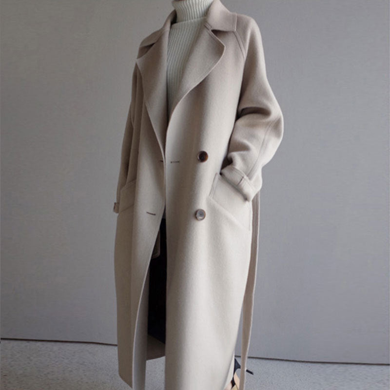 Korean Style Temperament Mid-length Over-the-knee Double-sided Cashmere Woolen Coat Limorista