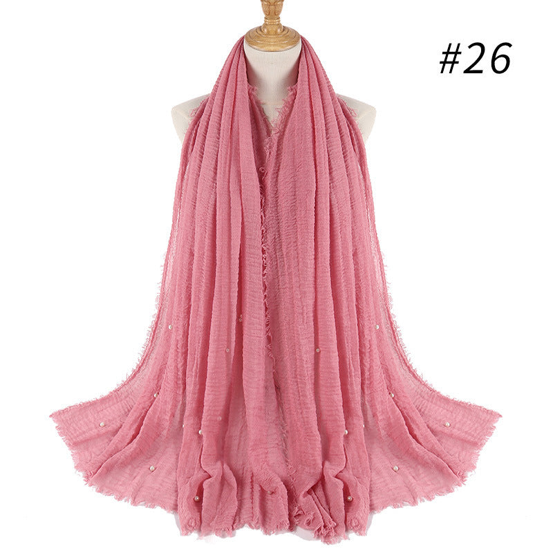 Cotton and linen crumpled monochrome scarf Limorista